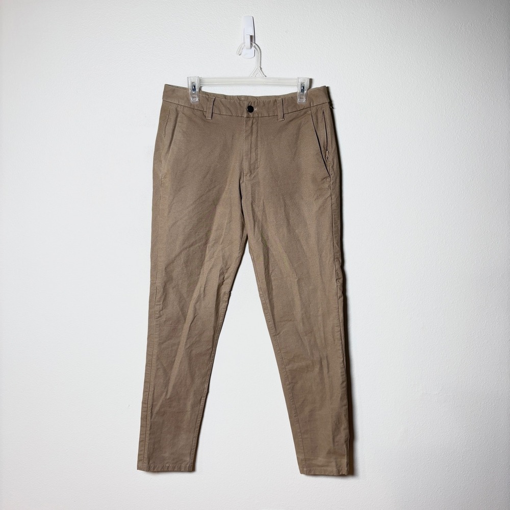 Lululemon Commission Slim Fit Pants Mens 31 Khaki Tan Chino Trousers Stretch